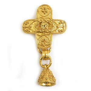 CHANEL Authentic Gold Logo Brooch